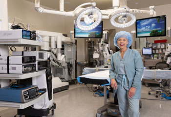 uci health vice president of perioperative services mara rosalsky stands in one of the new operating rooms on the surgical mgafloor at uci health irvine