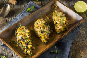 vegetarian quinoa stuffed chili relleno poblano peppers