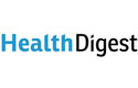 healthdigest logo blue health, black digest