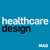 Healthcare Design magazine wordmark on blue background