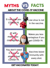 poster of myths and facts about the flu vaccine as part of the EMBRACE (Educational Materials to Bring Resilience Against Contagious Events) project